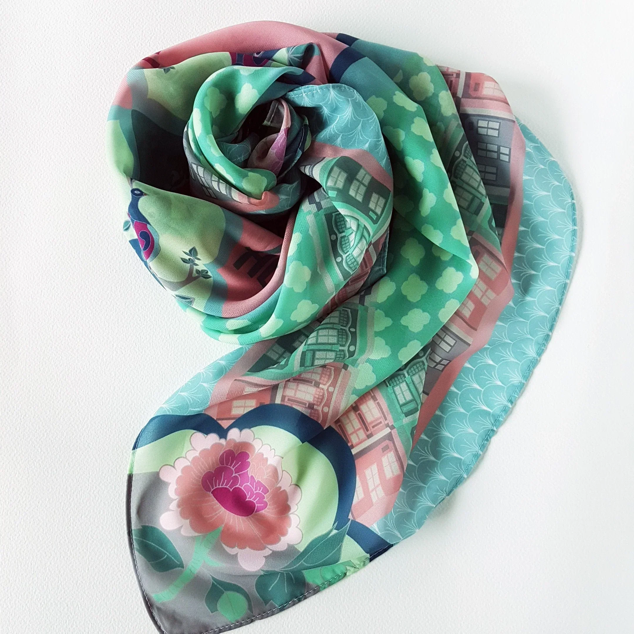 BINARY STYLE | Peranakan Opulence Silk Square Scarf 87x87cm - Image 4