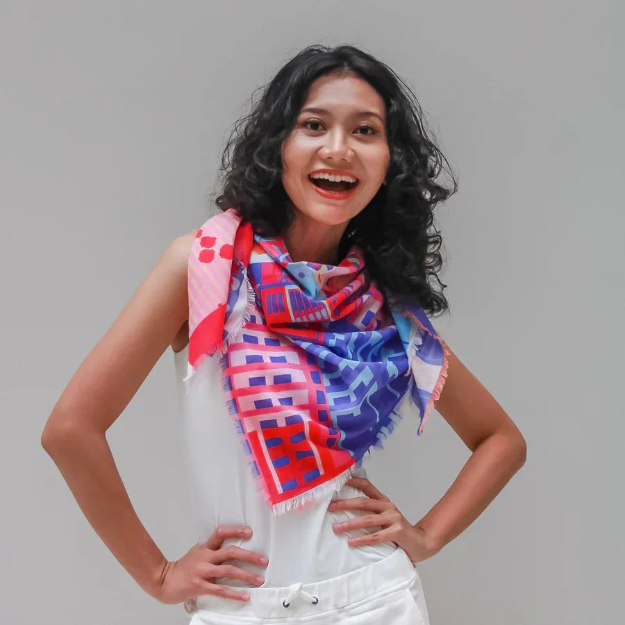 BINARY STYLE | Singapore In Technicolours 115x115cm Square Scarf - Image 3
