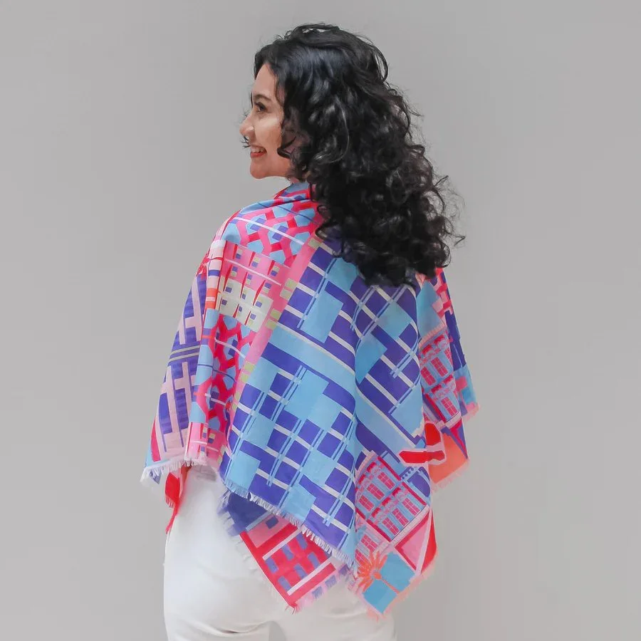 BINARY STYLE | Singapore In Technicolours 115x115cm Square Scarf - Image 5