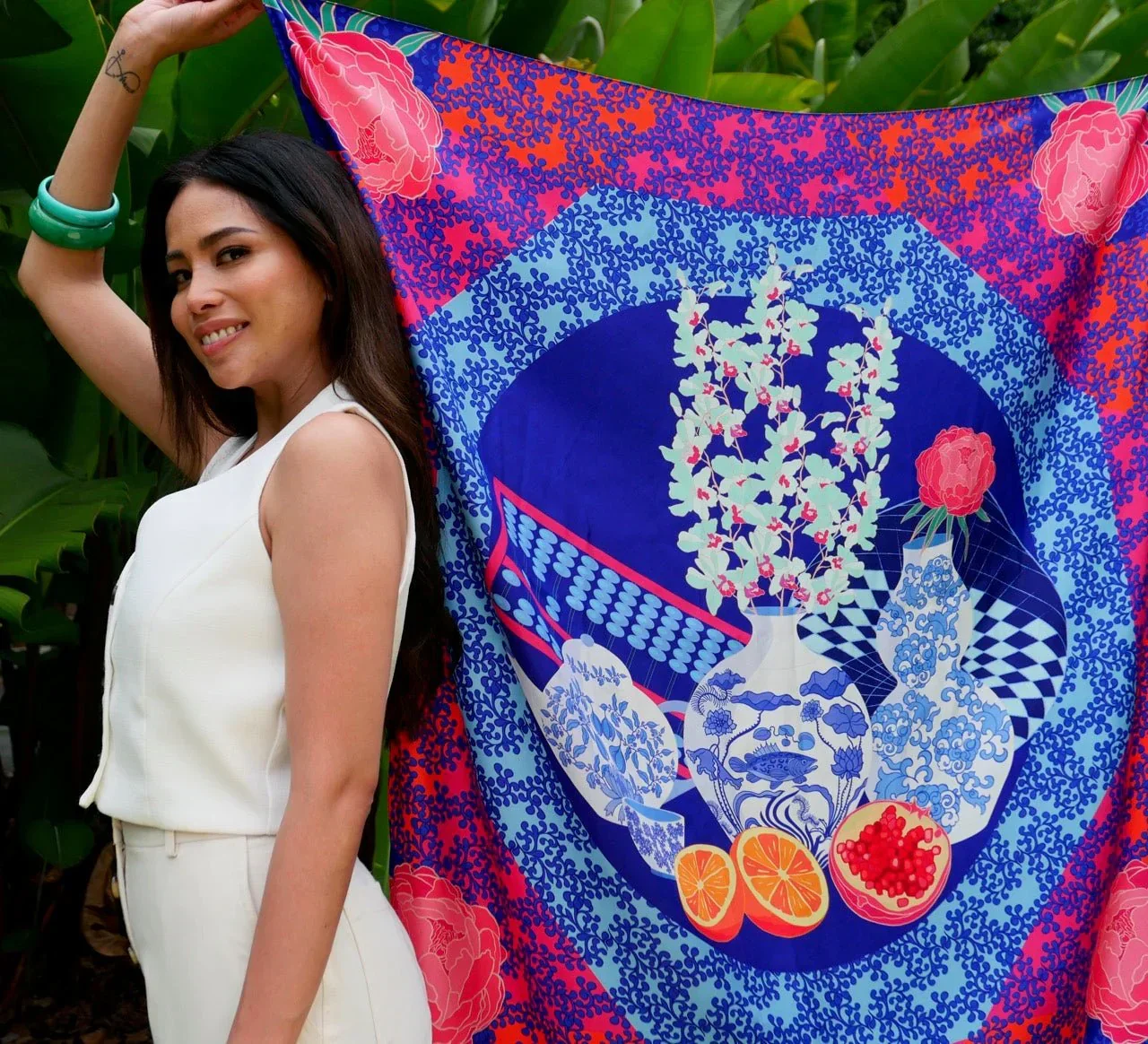 BINARY STYLE | Straits Chinoiserie Premium Silk Scarf - Image 2