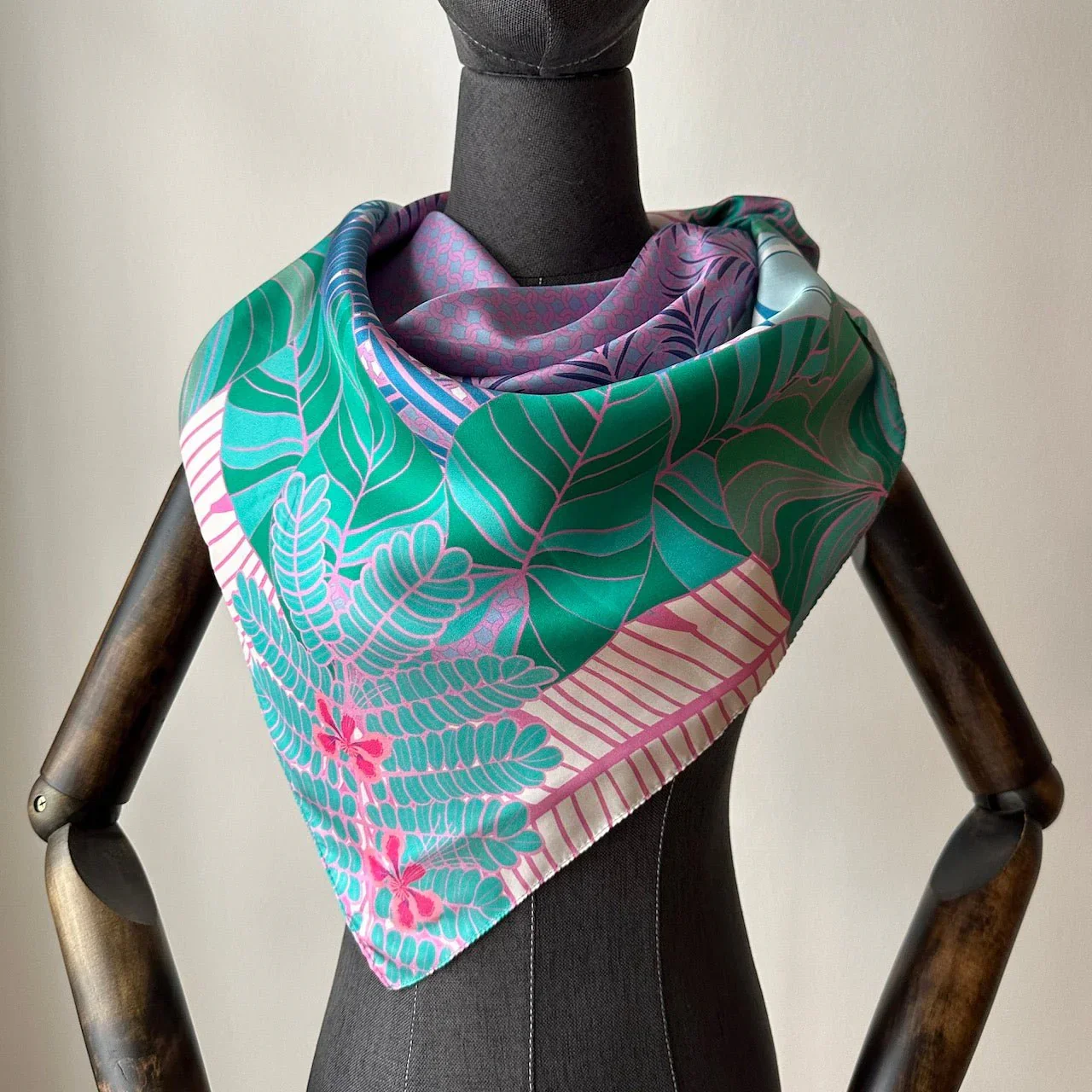 BINARY STYLE | Tropical Art Deco Silk Square Scarf 87x87cm - Image 5