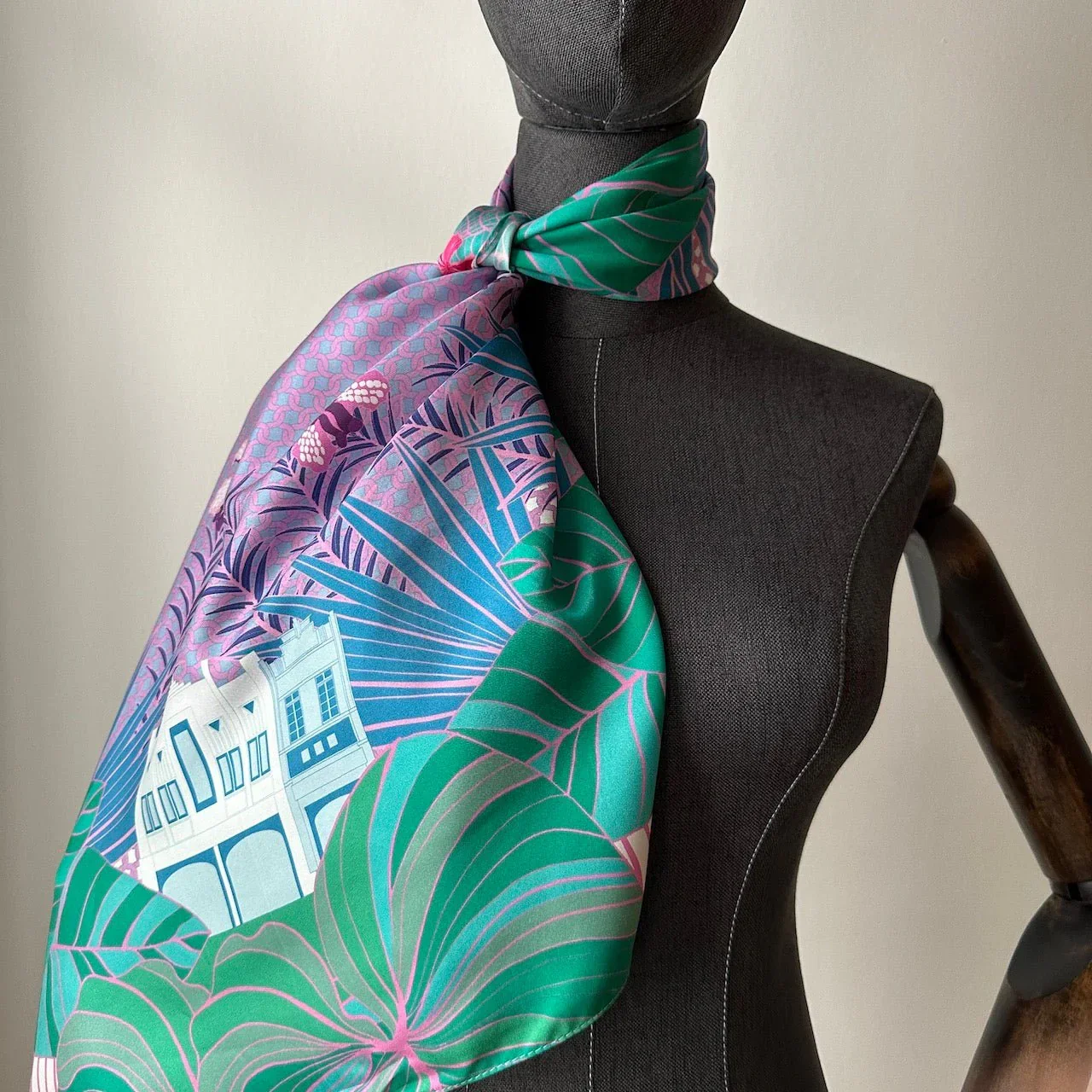 BINARY STYLE | Tropical Art Deco Silk Square Scarf 87x87cm - Image 8