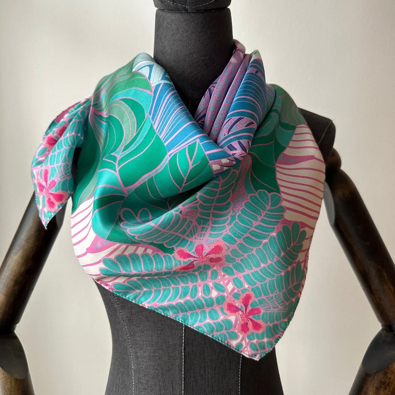 BINARY STYLE | Tropical Art Deco Silk Square Scarf 87x87cm - Image 9