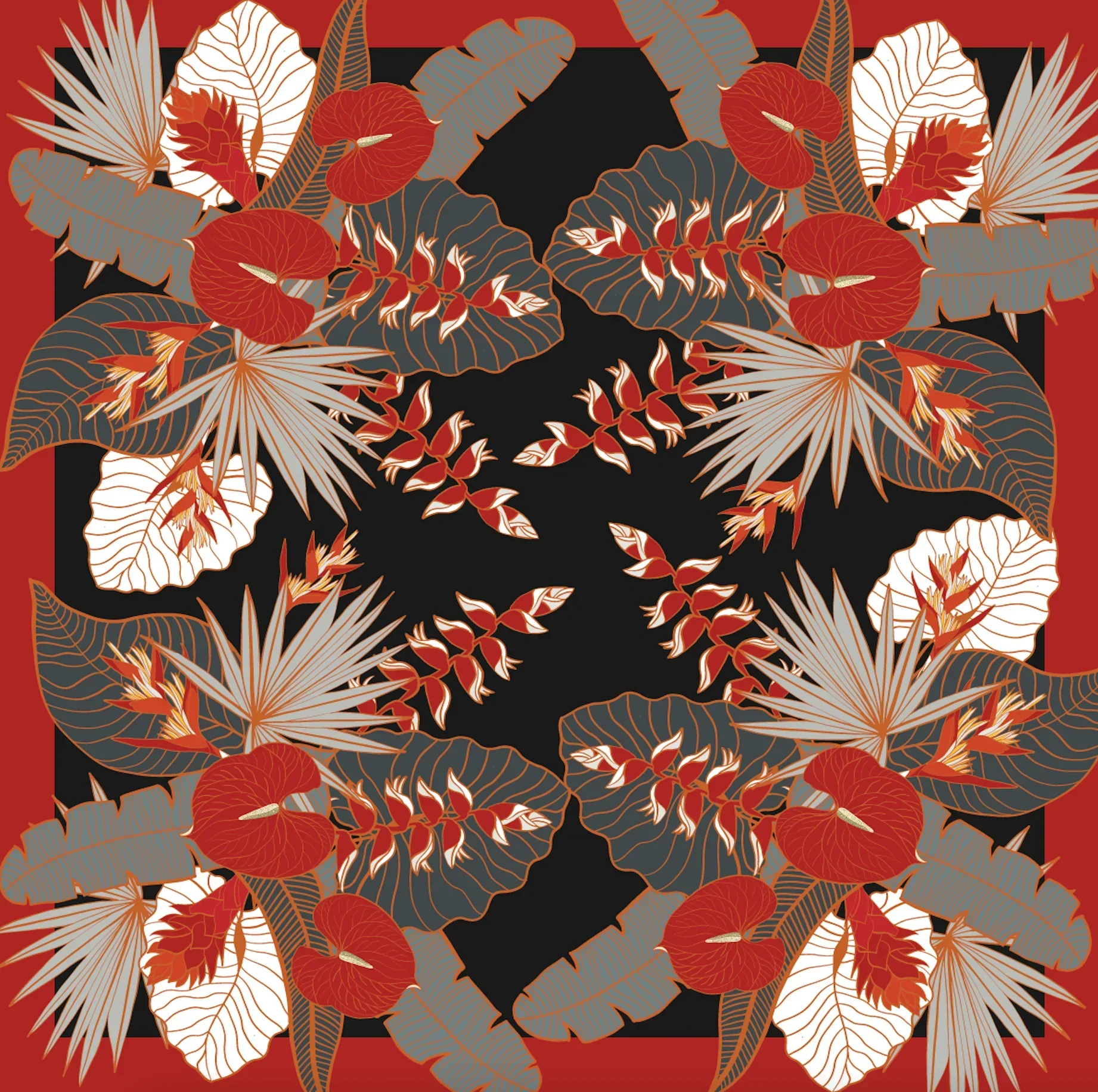 BINARY STYLE | Tropical Party Silk Scarf - Image 3