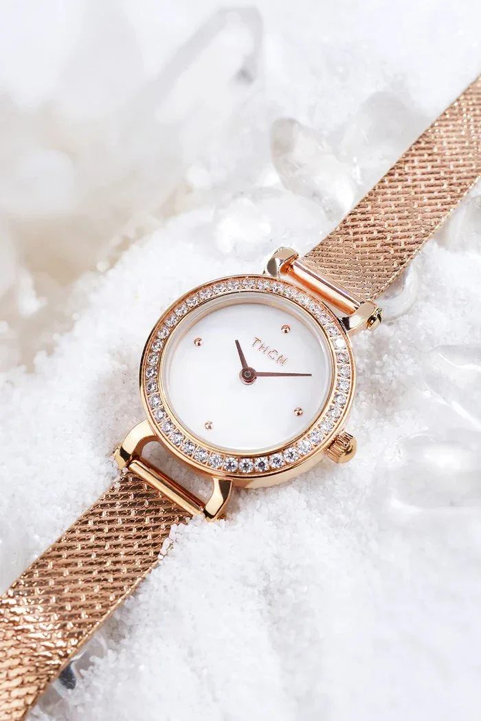 BLACK BY BLUE BRAVE | THCN C· I Eggshell White Dial Rose Gold Mesh Band Watch - Image 3