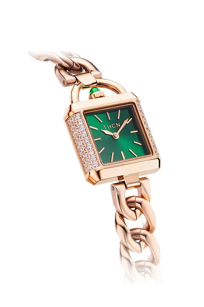BLACK BY BLUE BRAVE | THCN C· II Green Sunray Dial Rose Gold Chain-Link Watch - Image 3