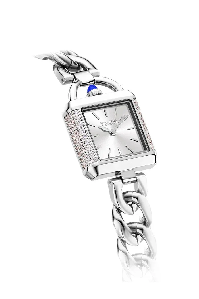 BLACK BY BLUE BRAVE | THCN C· II White Sunray· Silver Chain-Link Watch - Image 3