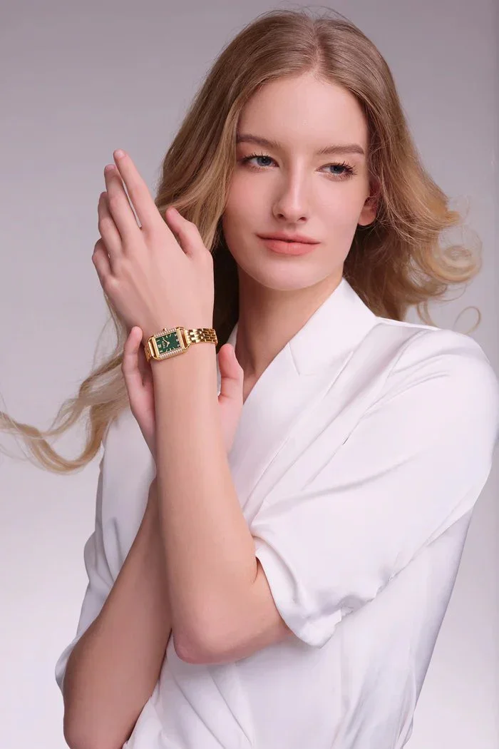 BLACK BY BLUE BRAVE | THCN H· I Eggshell Green Dial Gold Bracelet Watch - Image 2