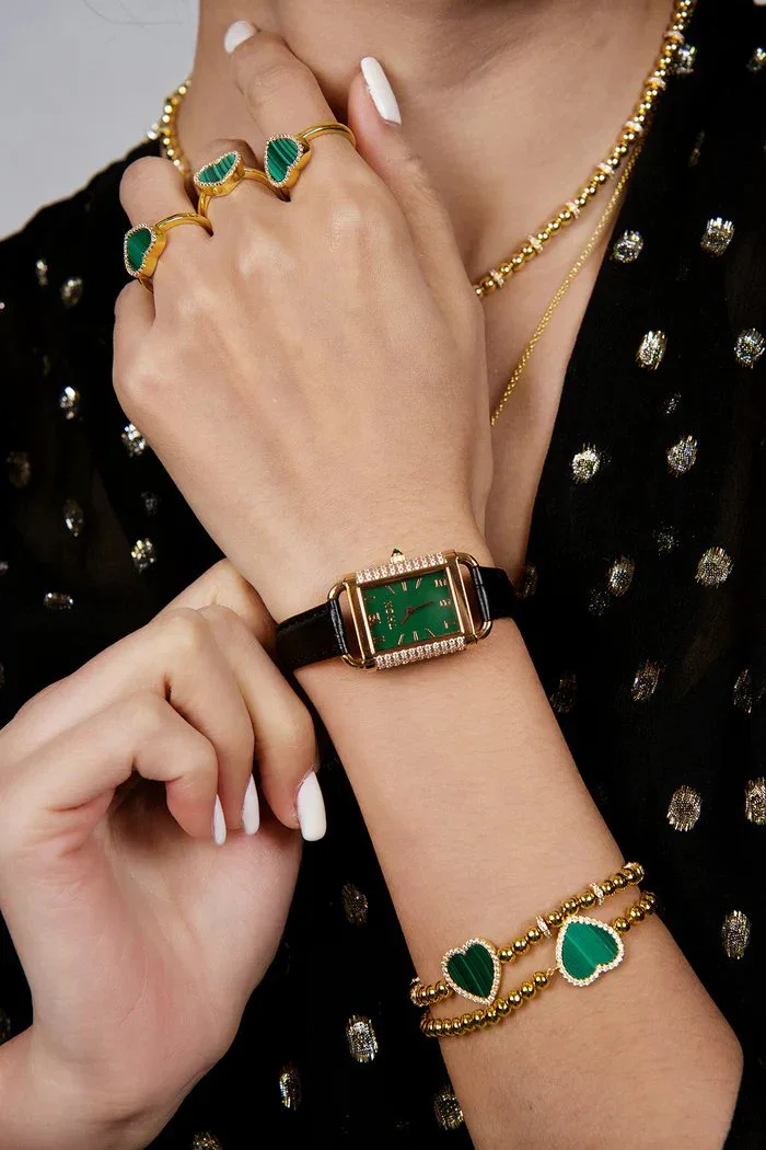 BLACK BY BLUE BRAVE | THCN H· II Eggshell Green Dial Black Leather Strap Watch - Image 2