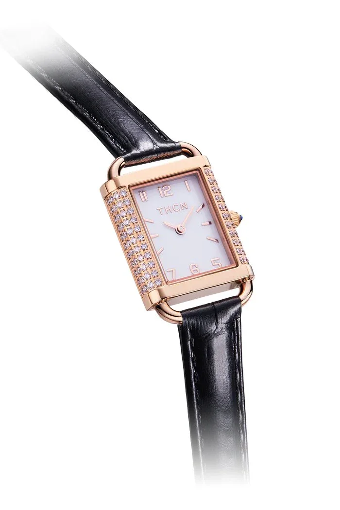 BLACK BY BLUE BRAVE | THCN H· II Eggshell White Dial Black Leather Strap Watch | Rose Gold - Image 3