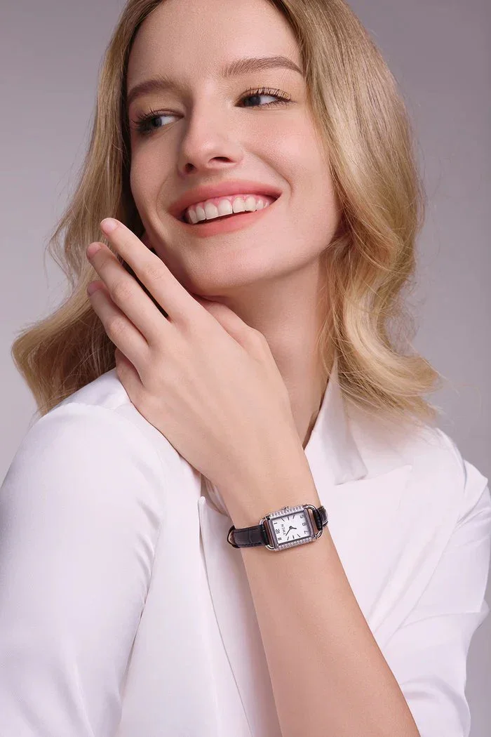 BLACK BY BLUE BRAVE | THCN H· II Eggshell White Dial Black Leather Strap Watch | Silver - Image 2