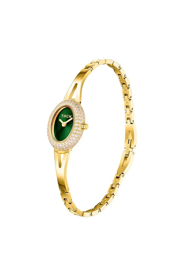 BLACK BY BLUE BRAVE | THCN N· I Mini Green Sunray Dial Gold Jewelry Watch - Image 2