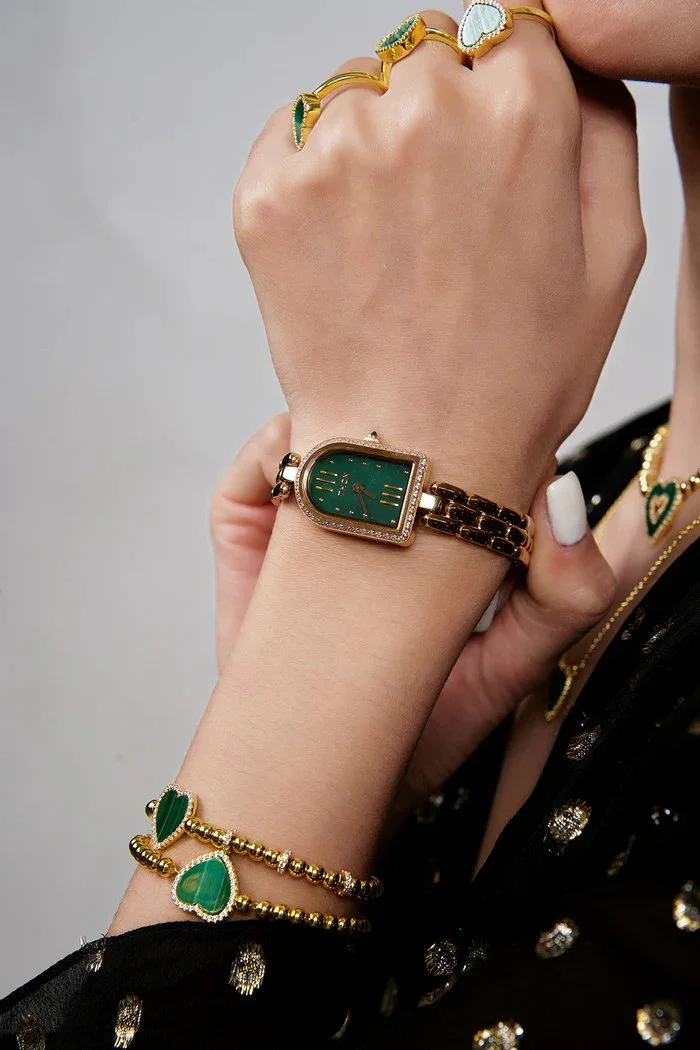 BLACK BY BLUE BRAVE | THCN N· II Green Mother-of-Pearl Rose Gold Bracelet Watch - Image 2