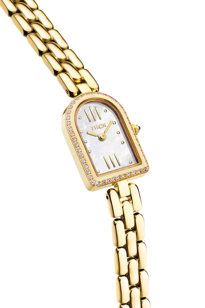 BLACK BY BLUE BRAVE | THCN N· II White Mother-of-Pearl Gold Bracelet Watch - Image 3