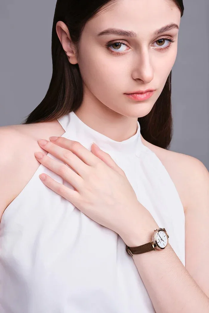 BLACK BY BLUE BRAVE | THCN T· I Mother-of-Pearl Dial Brown Leather Strap Watch - Image 2