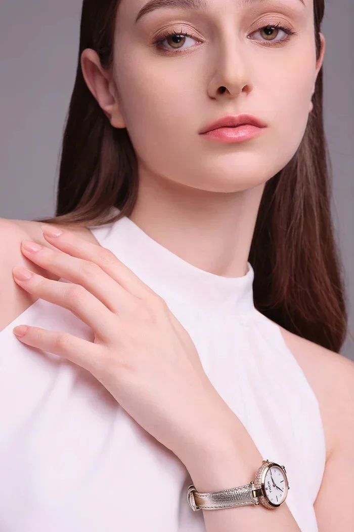 BLACK BY BLUE BRAVE | THCN T· I Mother-of-Pearl Dial Ivory Leather Strap Watch - Image 2