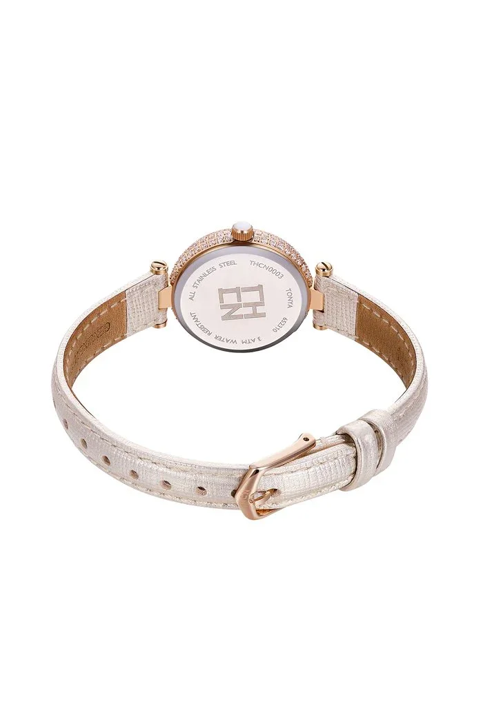 BLACK BY BLUE BRAVE | THCN T· I Mother-of-Pearl Dial Ivory Leather Strap Watch - Image 4