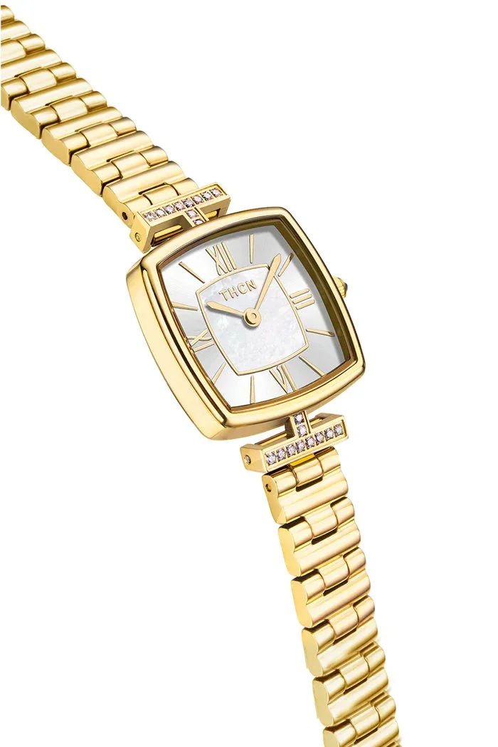 BLACK BY BLUE BRAVE | THCN T· II White Mother-of-Pearl Dial Gold Bracelet Watch - Image 3