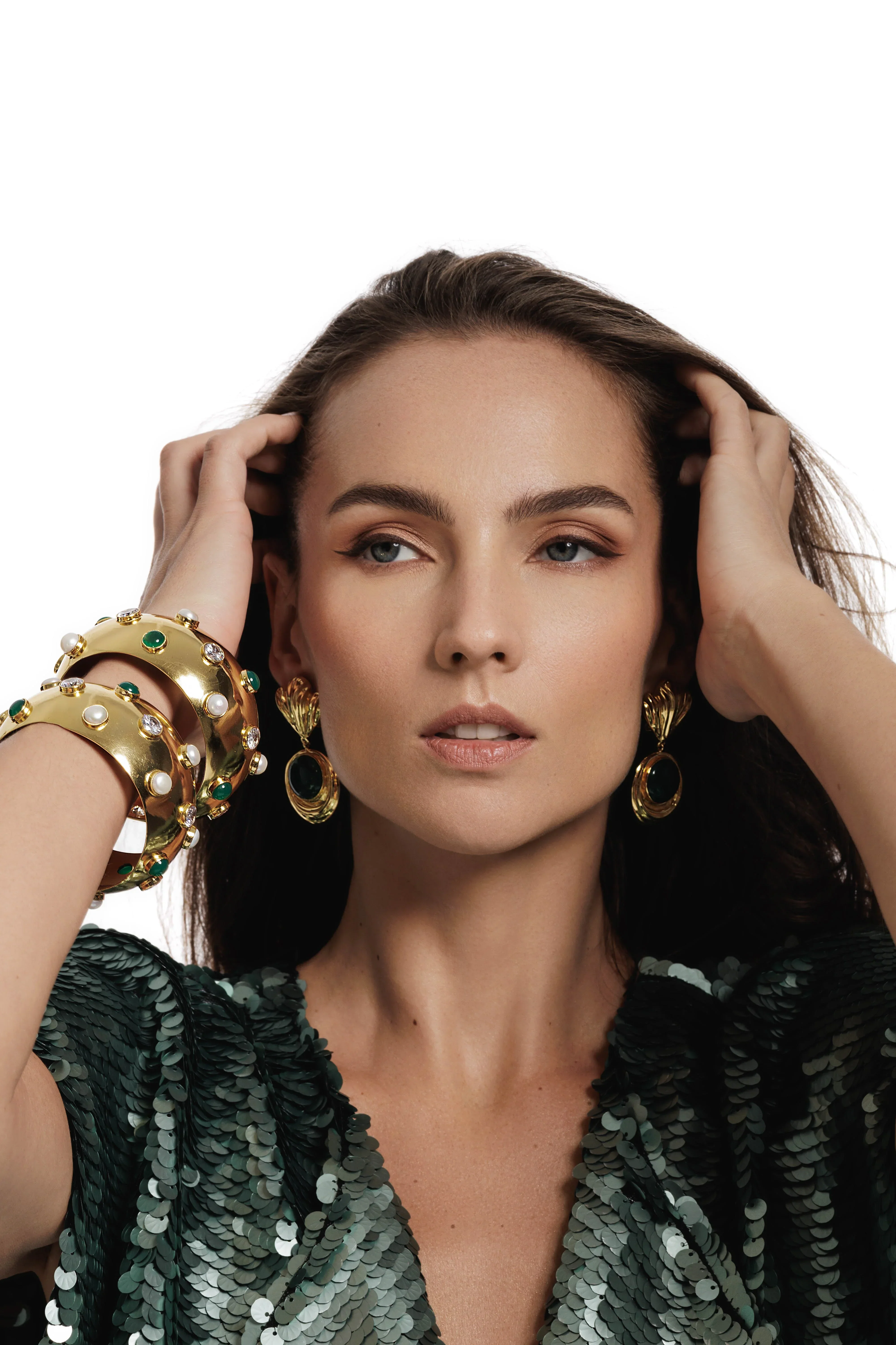 BOHEME BY VERO | Festive Bangle - Green Onyx & Pearls & Zircons - Image 3