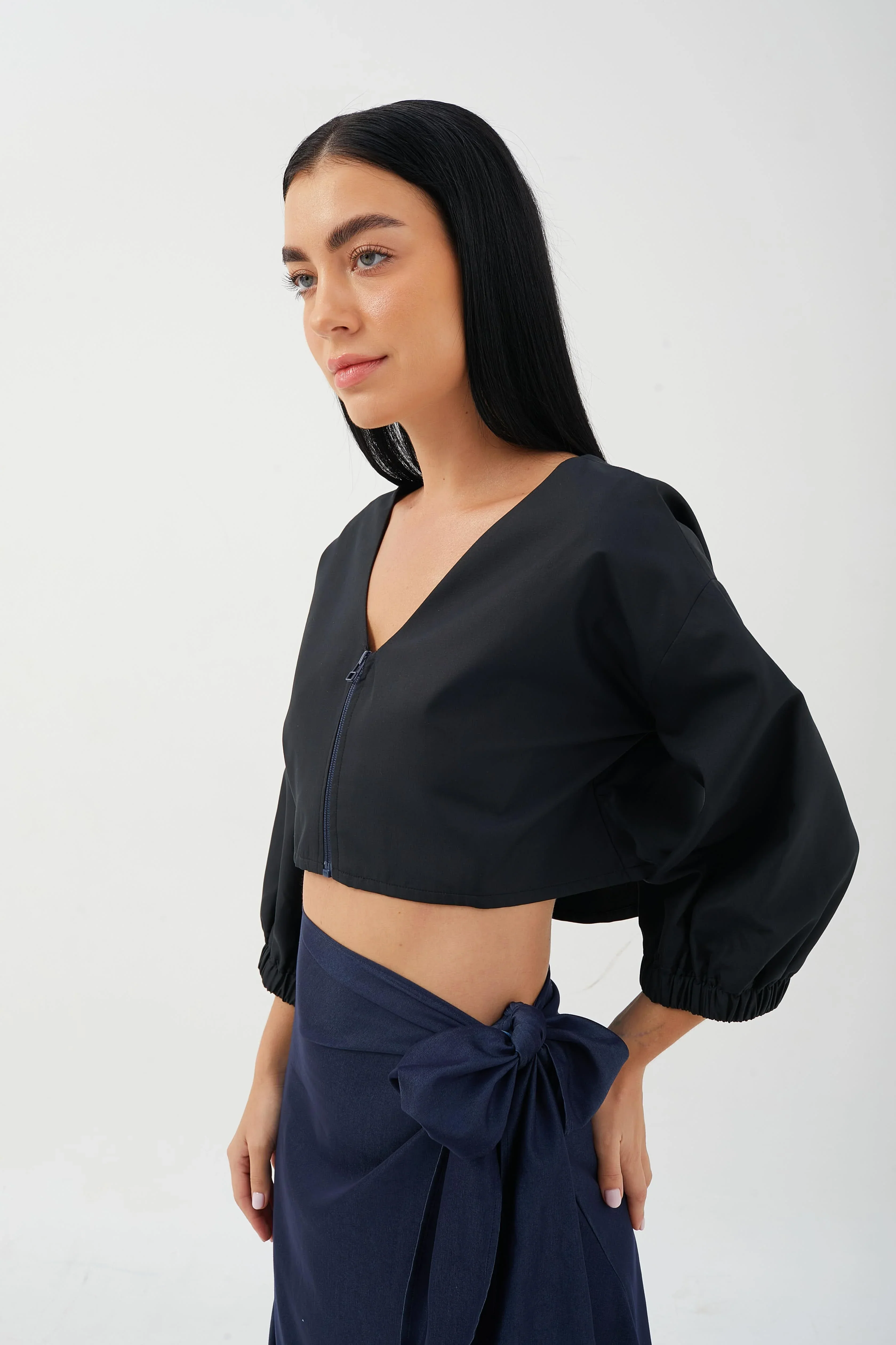 CAELI ECO LUXE | Cropped Puff Sleeve Jacket - Image 5
