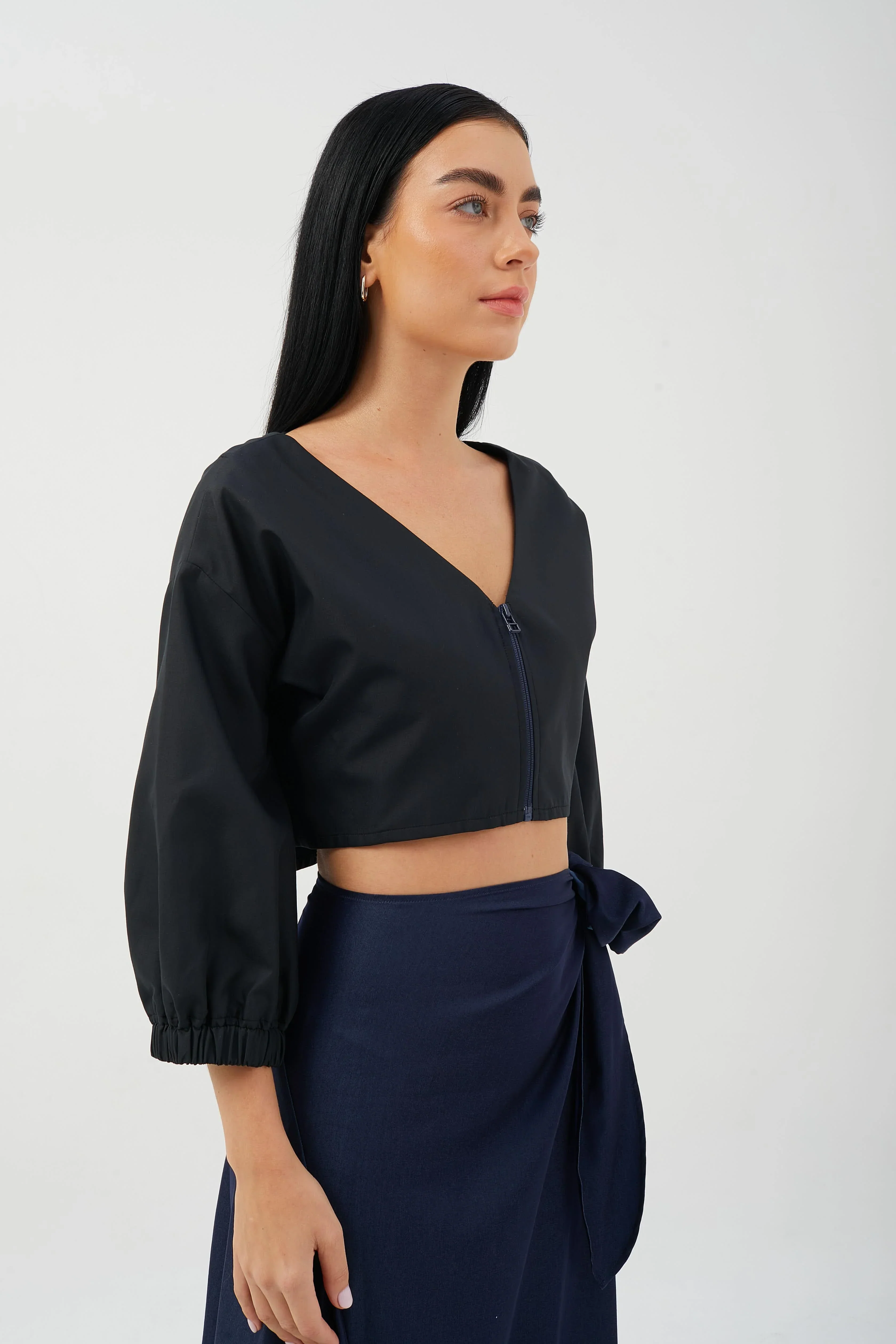 CAELI ECO LUXE | Cropped Puff Sleeve Jacket - Image 6