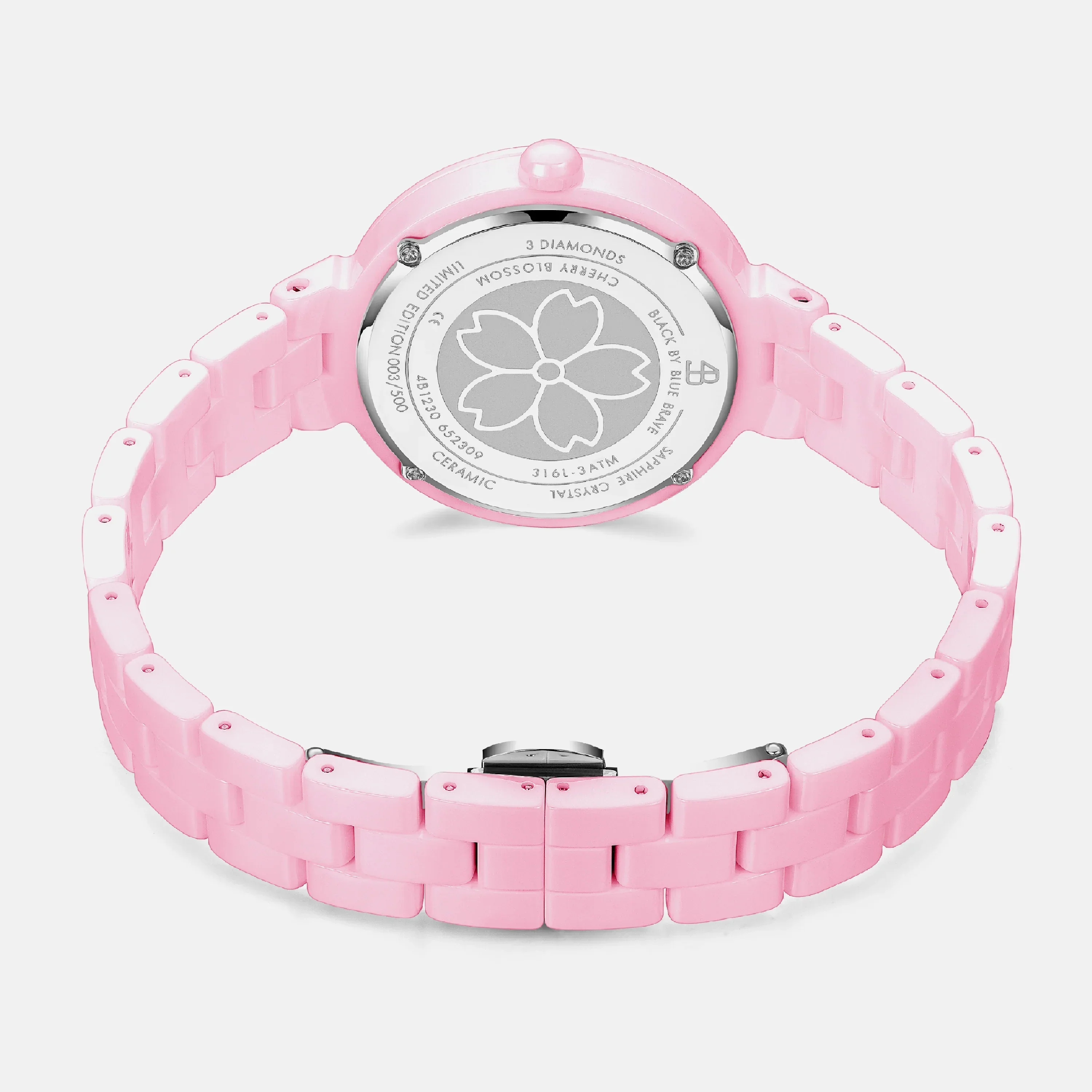 BLACK BY BLUE BRAVE | Cherry Blossom Ceramic Pink Arabic Watch (34MM) - Image 3