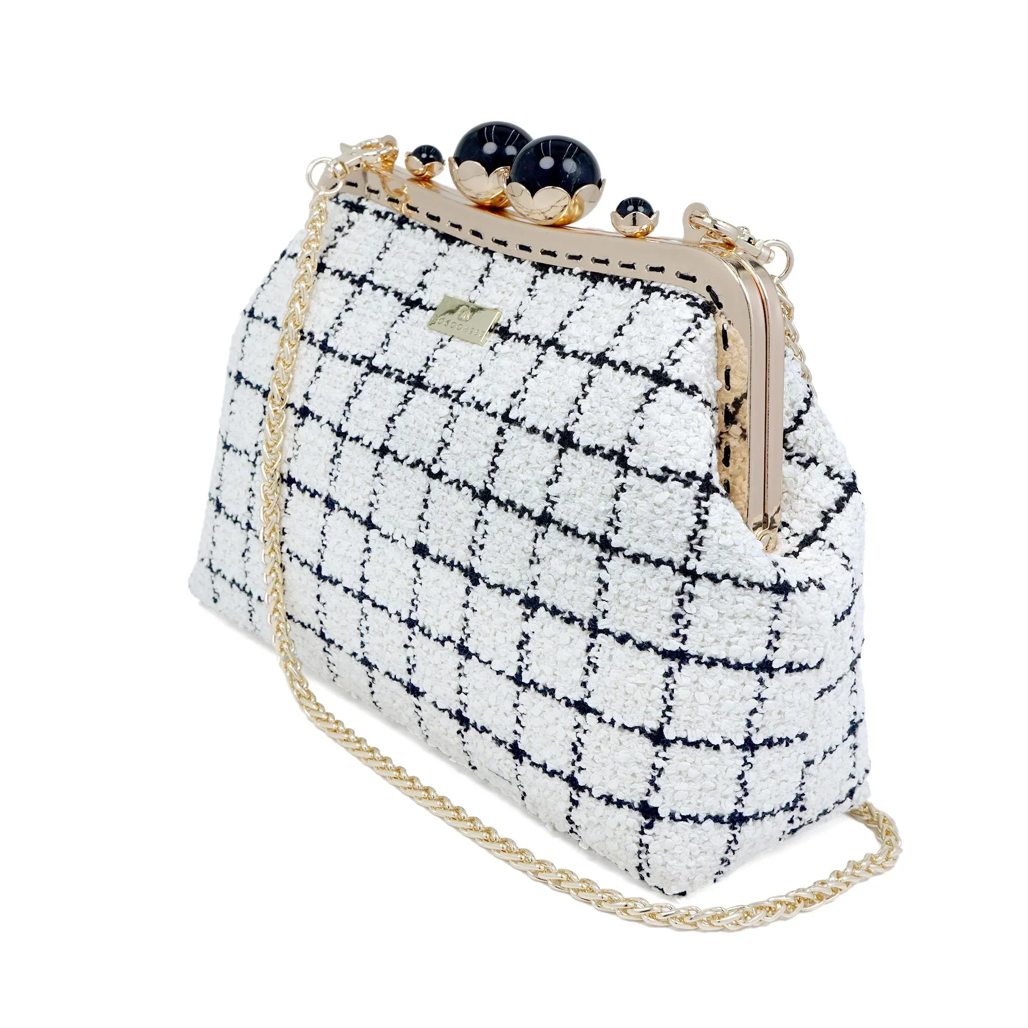 COCOONESE | Acrylic Chain Tweed Shoulder Bag - Regal Mosaic - Image 2
