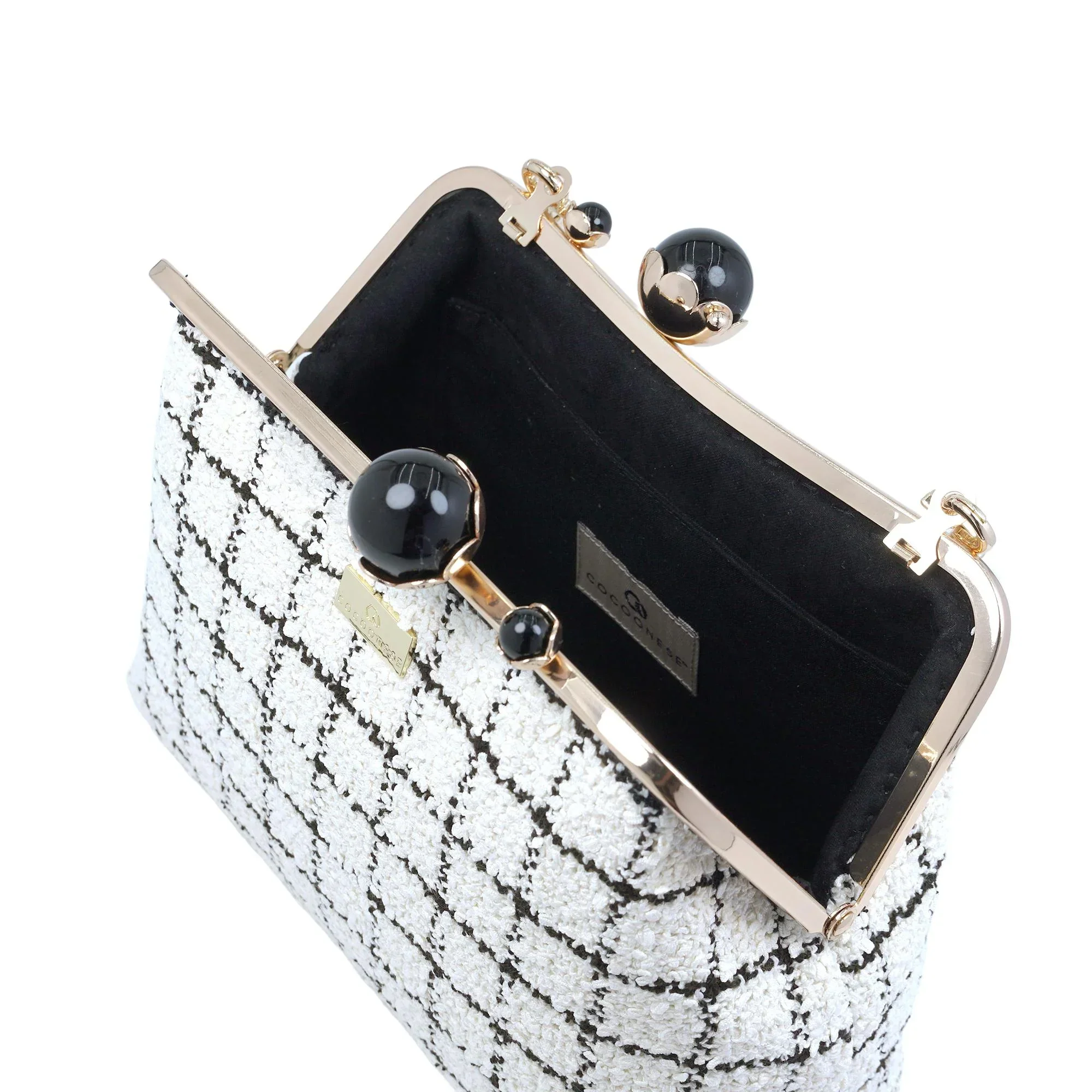 COCOONESE | Acrylic Chain Tweed Shoulder Bag - Regal Mosaic - Image 3
