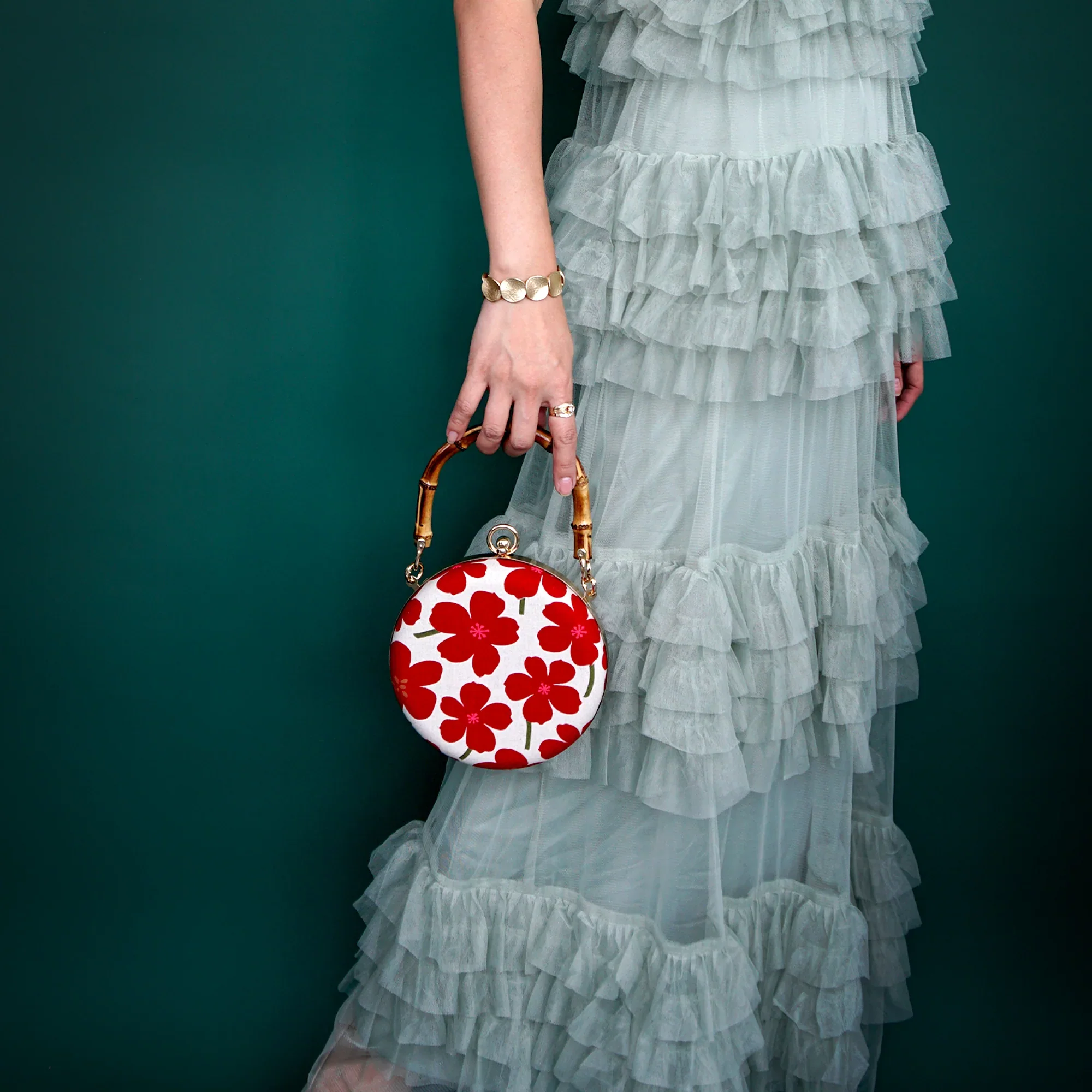COCOONESE | Round Hard Case Bamboo Handle Bag - Image 4