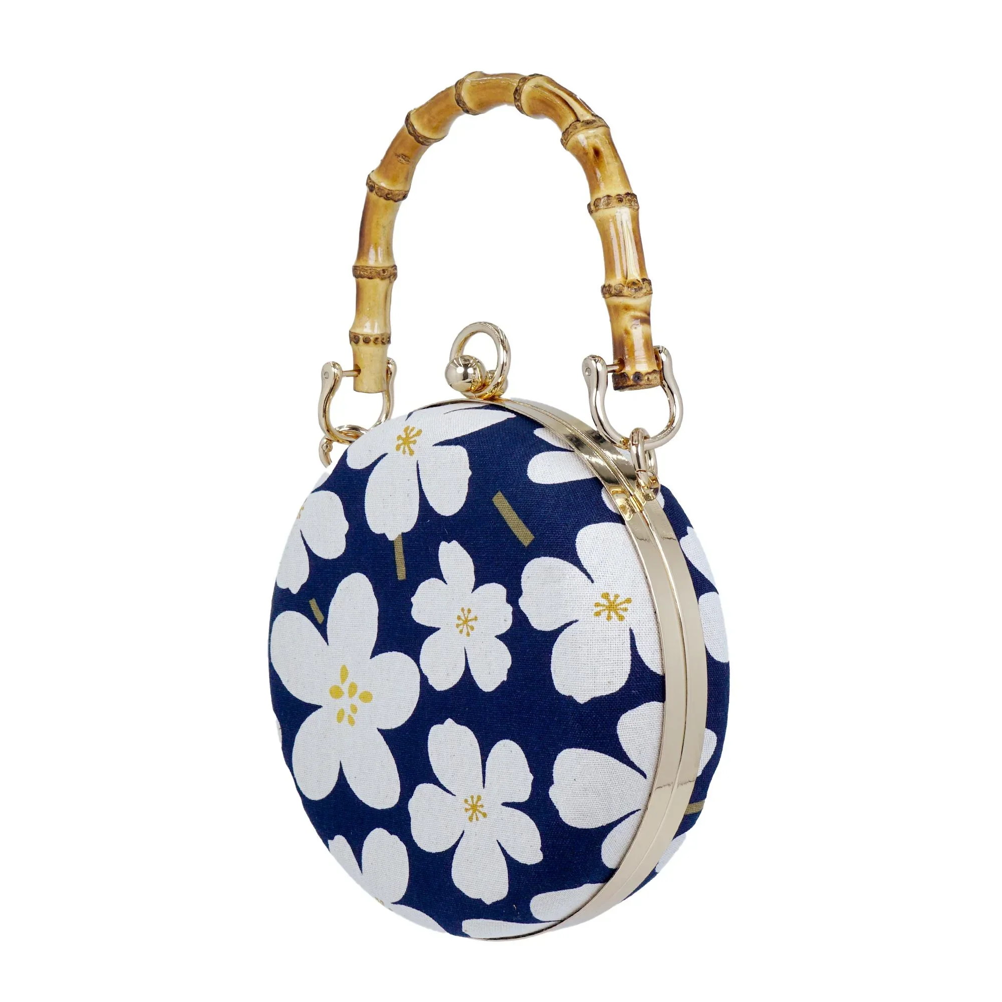 COCOONESE | Round Hard Case Bamboo Handle Bag - Image 6