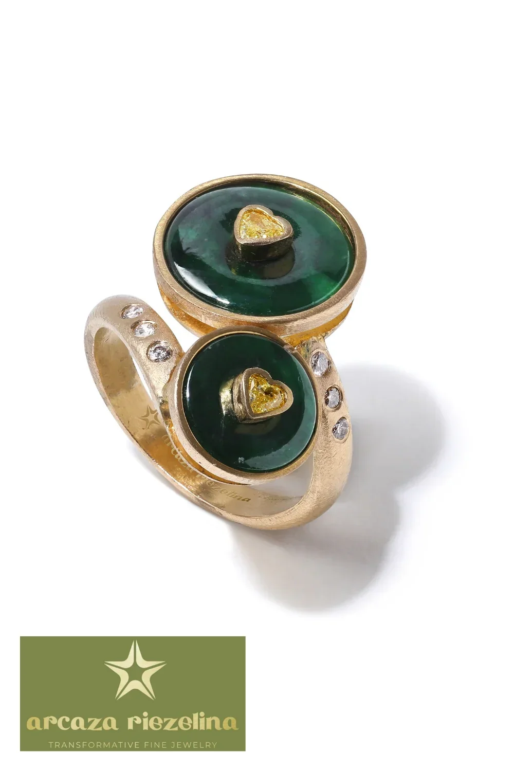 CREATIVE JEWELLERY STUDIO | 18k Gold Jadeite & Diamond "Toi-et-Moi" Ring by Arcaza Riezelina - Image 2