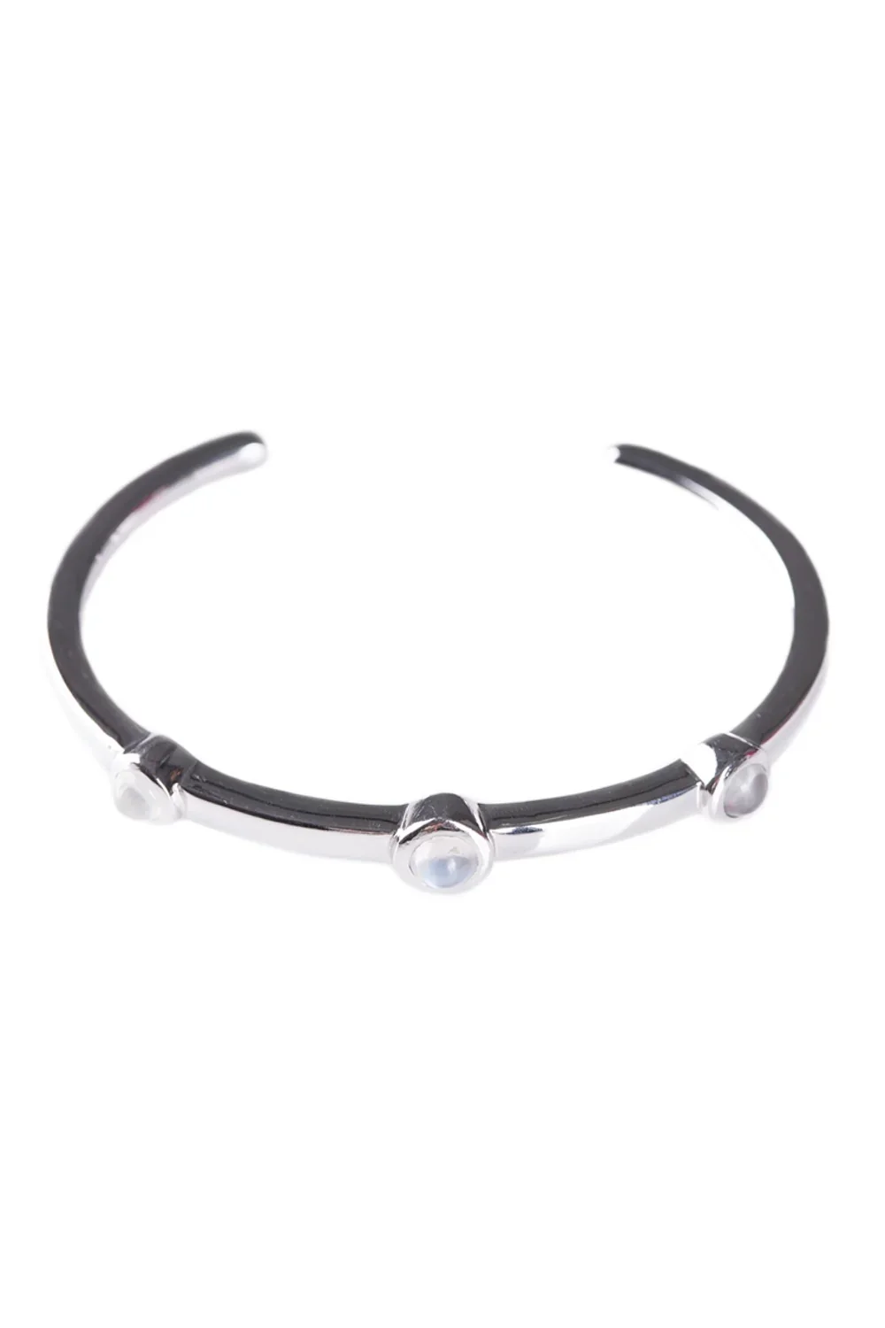 CREATIVE JEWELLERY STUDIO | Burmese Moonstone, Rhodium Plated Silver Cuff by Design of Gems