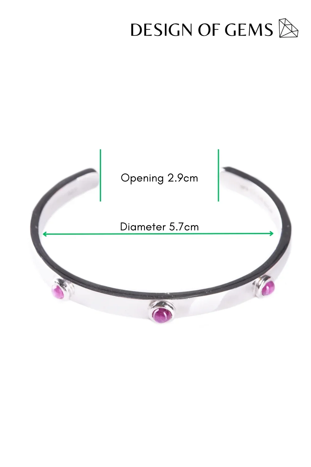 CREATIVE JEWELLERY STUDIO | Burmese Pinkish Ruby, Rhodium Plated Silver Cuff by Design of Gems - Image 2