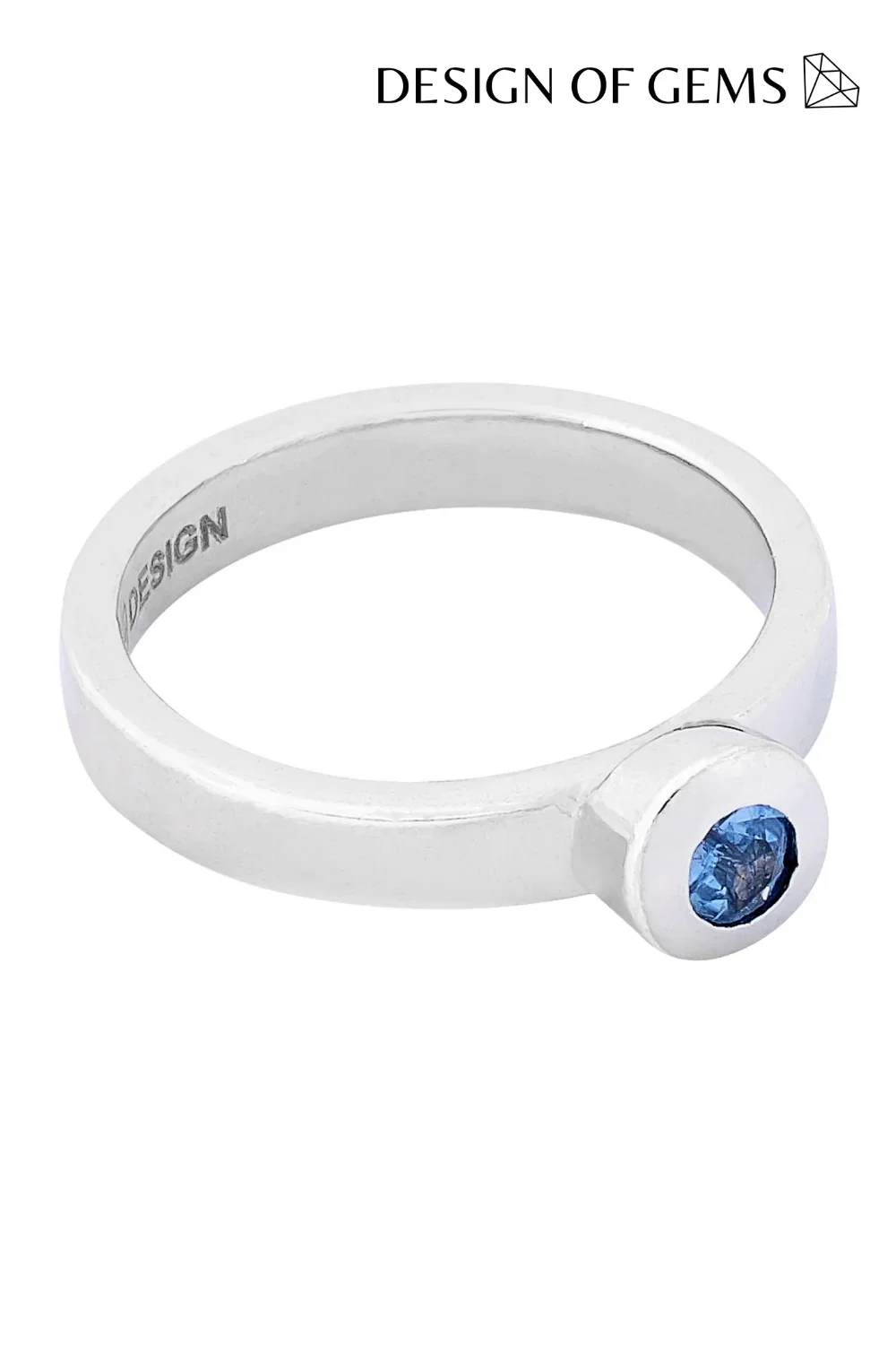 CREATIVE JEWELLERY STUDIO | Burmese Sky Blue Sapphire, Rhodium Plated Silver Ring by Design of Gems - Image 2