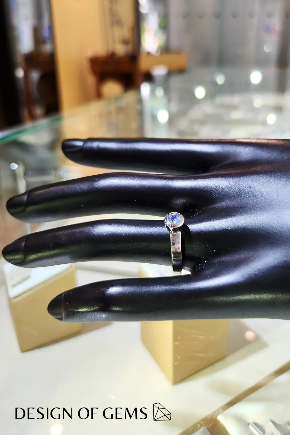 CREATIVE JEWELLERY STUDIO | Burmese Sky Blue Sapphire, Rhodium Plated Silver Ring by Design of Gems - Image 3