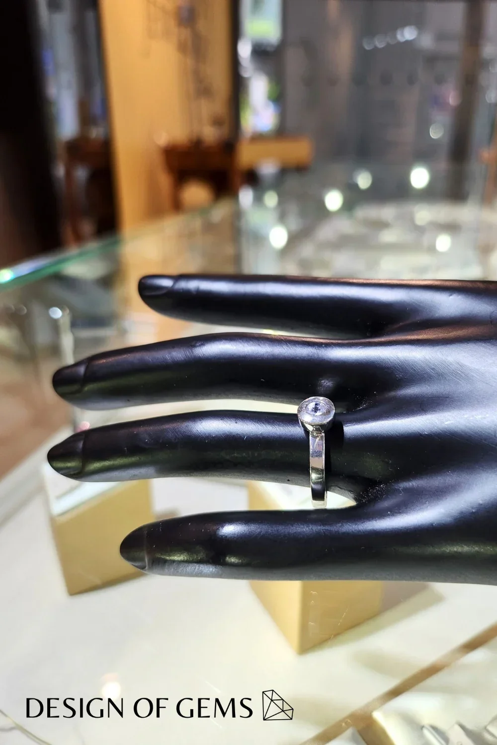 CREATIVE JEWELLERY STUDIO | Burmese White Sapphire, Rhodium Plated Silver Ring by Design of Gems - Image 3