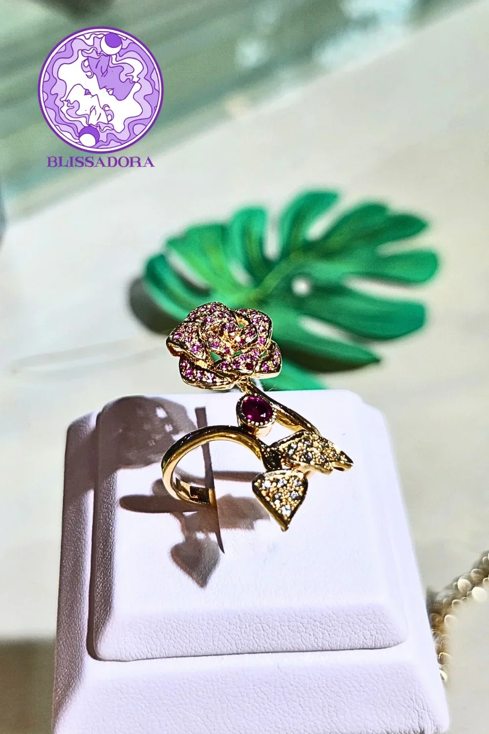 CREATIVE JEWELLERY STUDIO | Ruby, Pink & Light Blue Sapphire, Gold Plated Silver Ring by Blissadora - Image 2