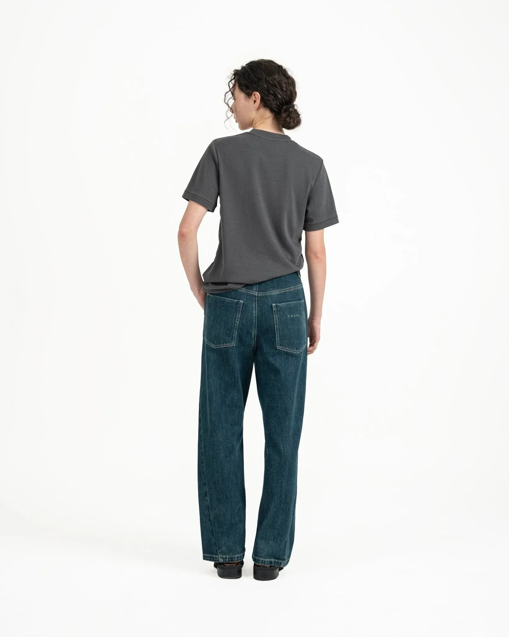 GRAYE | Cupro Classic Tee T-Shirt | Charcoal Gray - Image 3