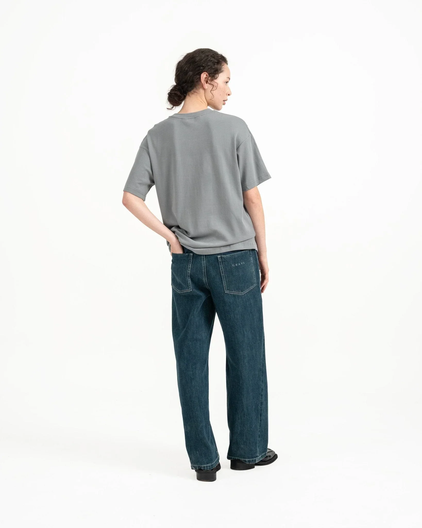 GRAYE | Cupro Signature Tee T-Shirt | Light Slate Gray - Image 3