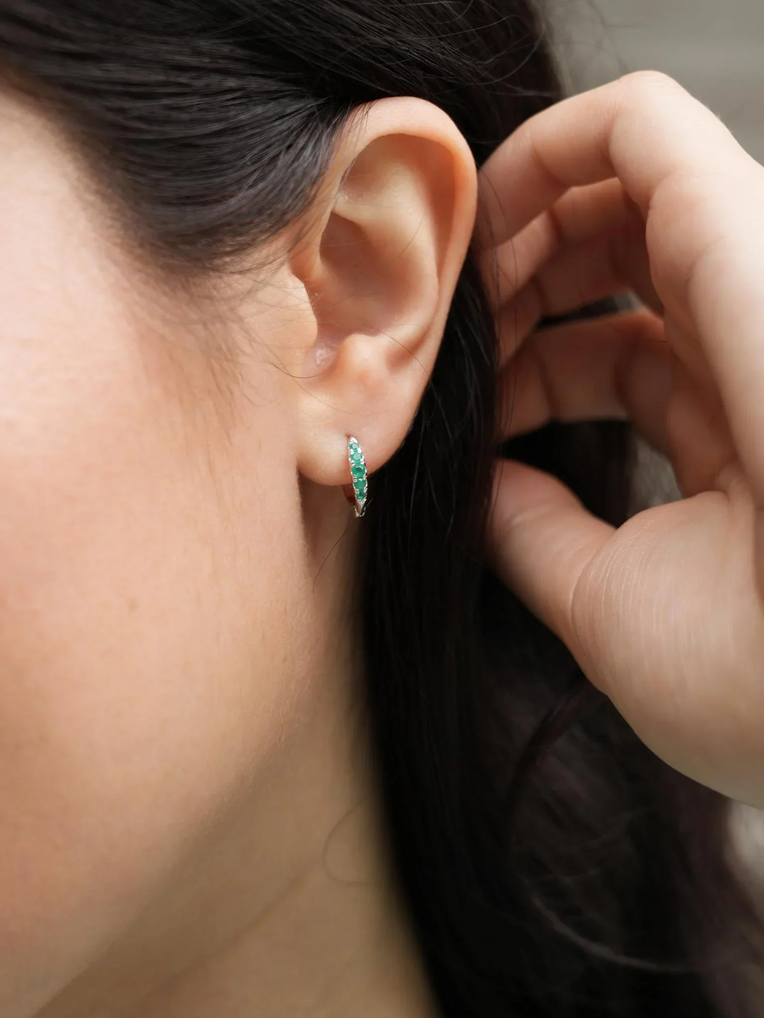 EMBRACE JEWELLERY | Eclipse Hoops With Green Onyx - Image 2