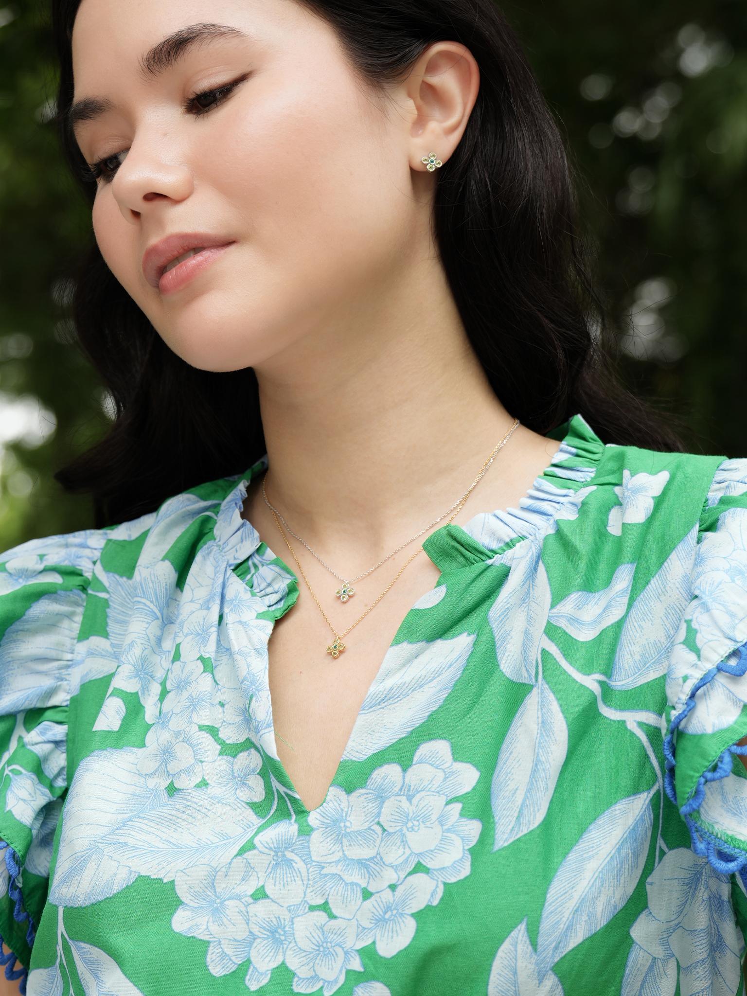 EMBRACE JEWELLERY | Gem Bloom Necklace With Peridot - Image 4