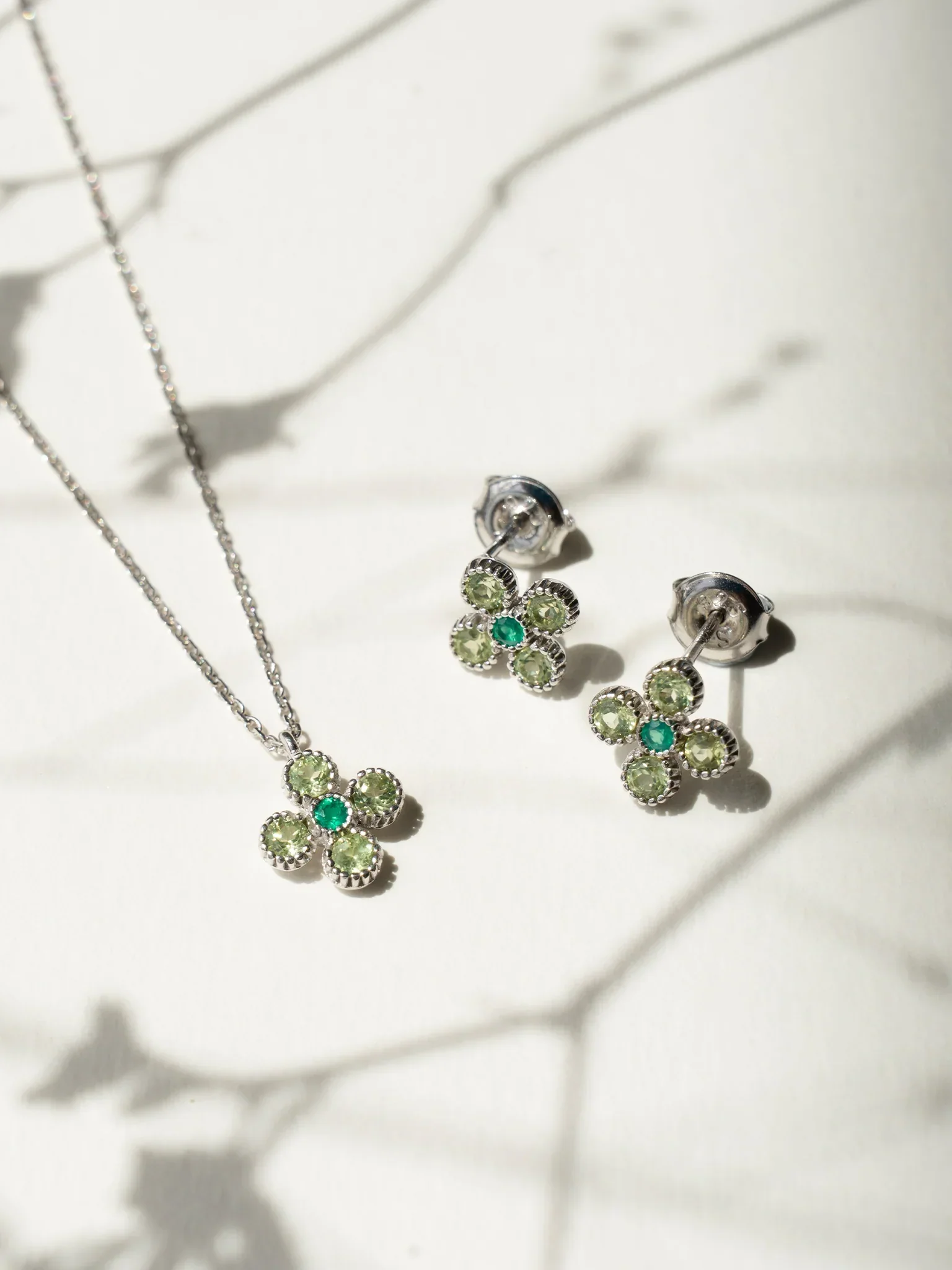 EMBRACE JEWELLERY | Gem Bloom Studs With Peridot - Image 4