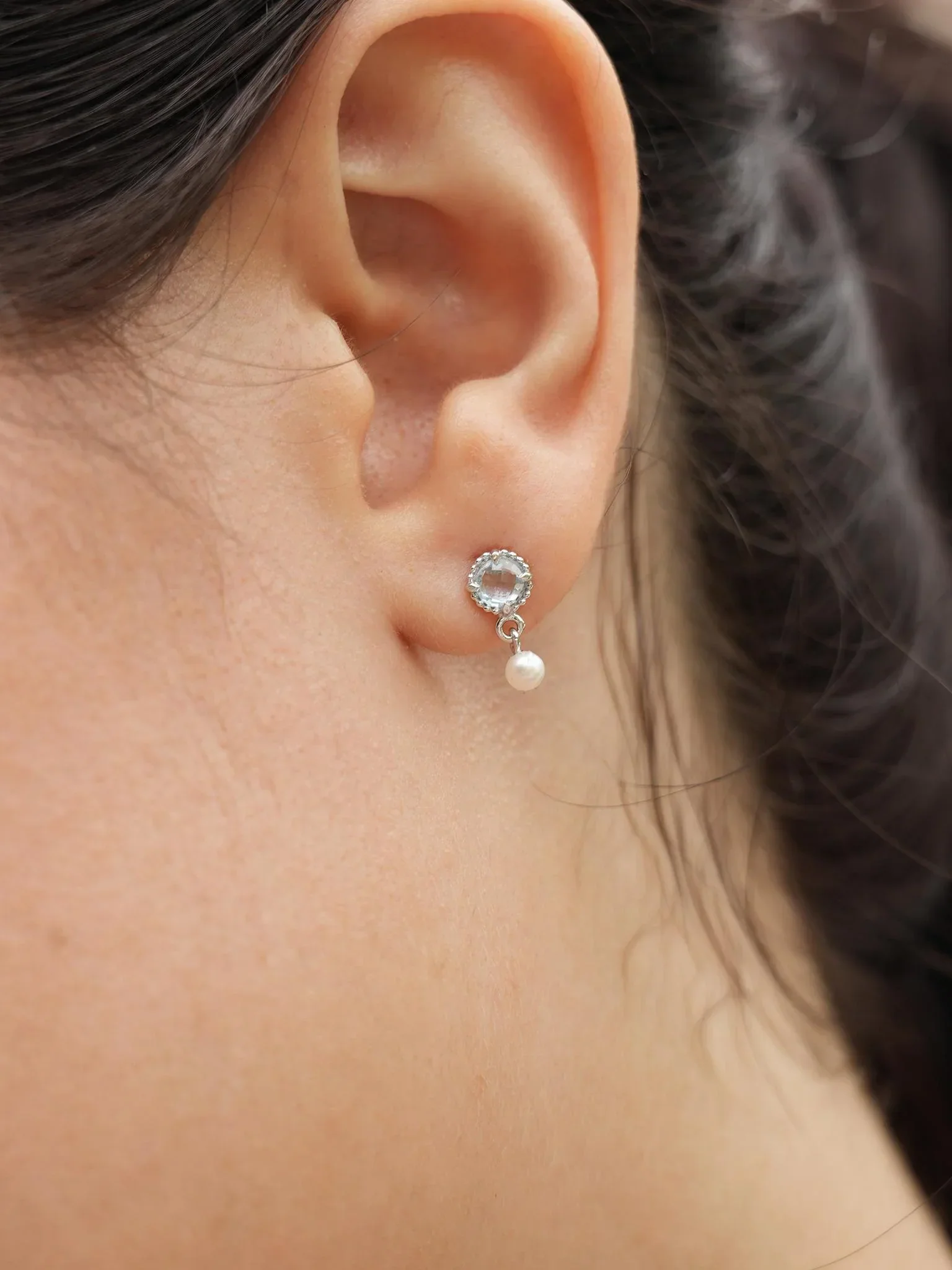 EMBRACE JEWELLERY | Pearl Whisper Drops With Blue Topaz - Image 2