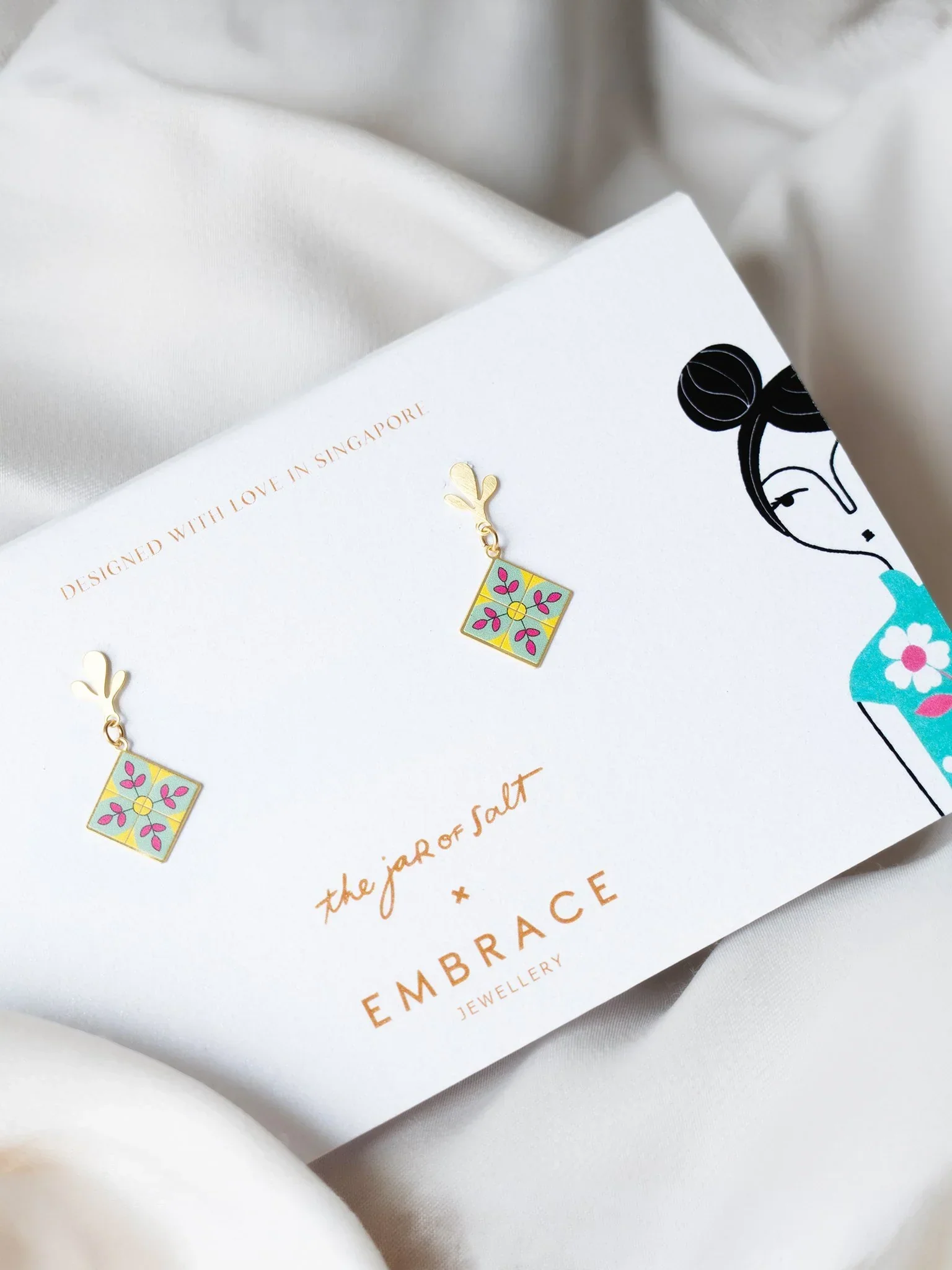 EMBRACE JEWELLERY | Peranakan Tile Earrings - Image 4