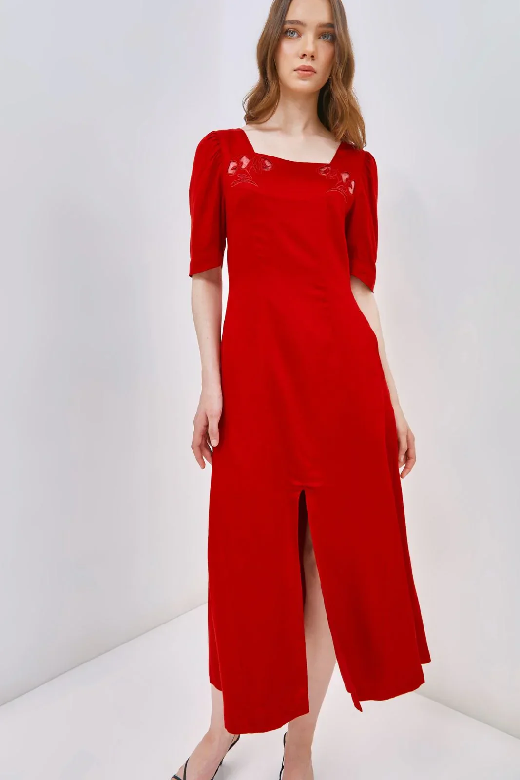 CAELI ECO LUXE | Embroidered Square Neck Dress - Image 3
