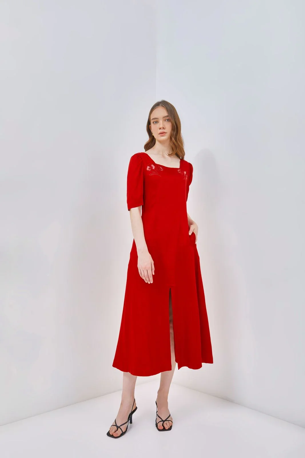 CAELI ECO LUXE | Embroidered Square Neck Dress - Image 4