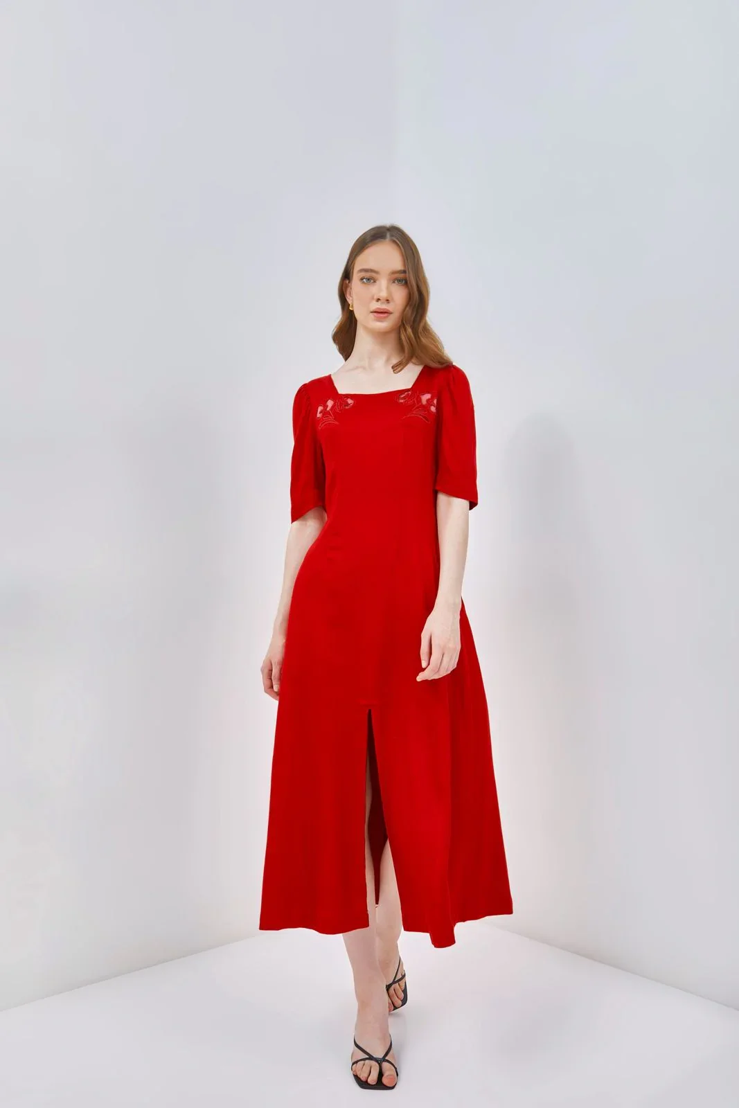 CAELI ECO LUXE | Embroidered Square Neck Dress - Image 5