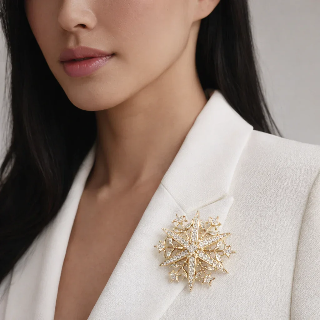 FOUNDATION JEWELLERS | 750 Y/G Peranakan Natural Diamond Pendant Brooch "Star" 12.42gm D1-0.24ct D54-2.50ct - Image 2