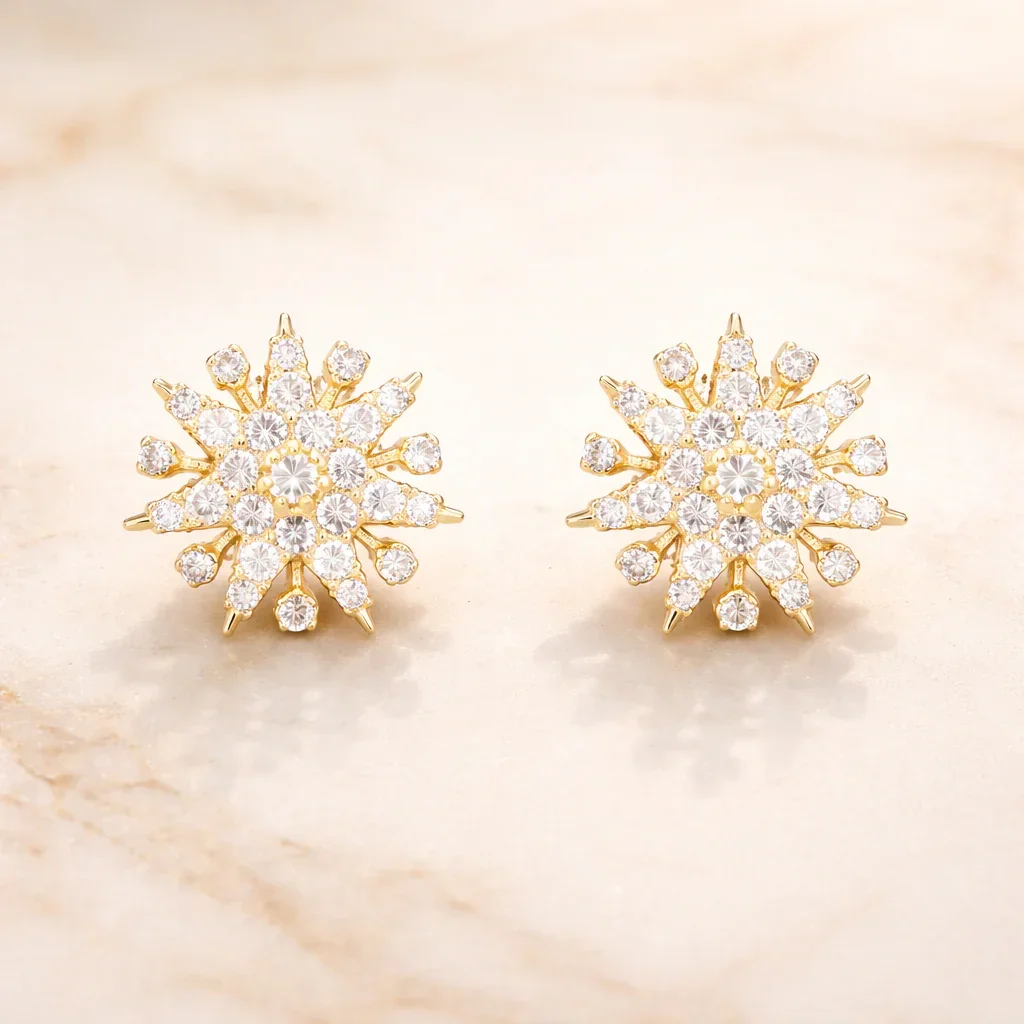 FOUNDATION JEWELLERS | 750 Y/G Peranakan Natural Diamond Stud Earrings "Star" 5.50gm D58-1.26ct
