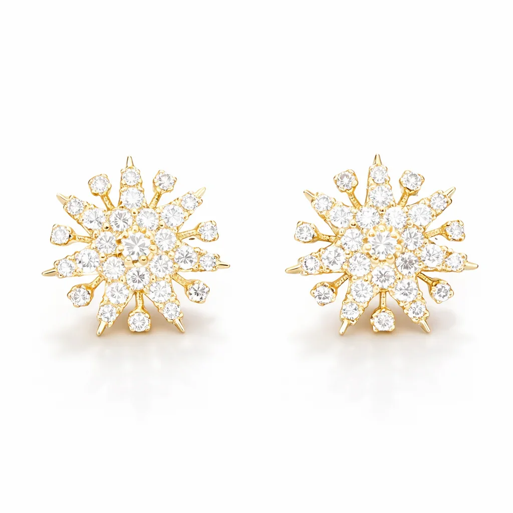 FOUNDATION JEWELLERS | 750 Y/G Peranakan Natural Diamond Stud Earrings "Star" 5.50gm D58-1.26ct - Image 2